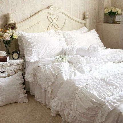 Luxurious Customizable White Lace Cotton Duvet Set