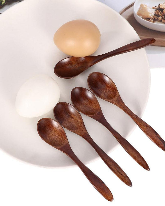Elegant 5-Piece Japanese Wooden Spoon Set for Gourmet Dining