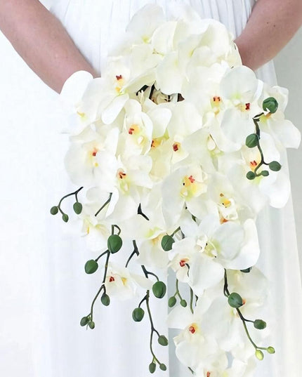 Elegant Silk Flower Arrangement with Butterfly Orchids and Mini Roses - Luxurious Botanical Display