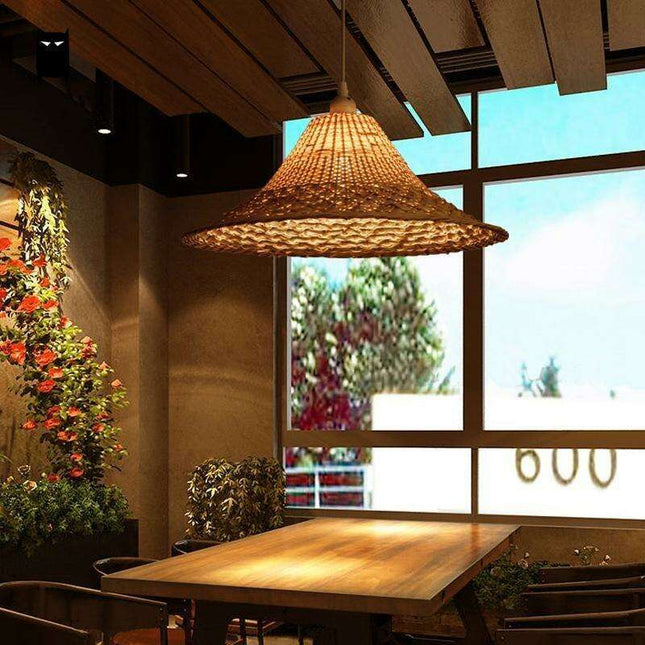 Sophisticated Japanese Tatami Wicker Pendant Light for Stylish Dining Spaces