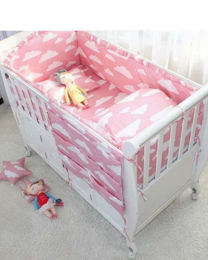 Breathable Cotton Baby Crib Bumper Pad Set - Protective 6-Piece Rail Guards