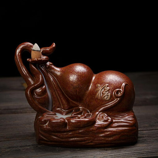 Serene Ceramic Gourd Backflow Incense Burner for Tranquil Home Atmosphere