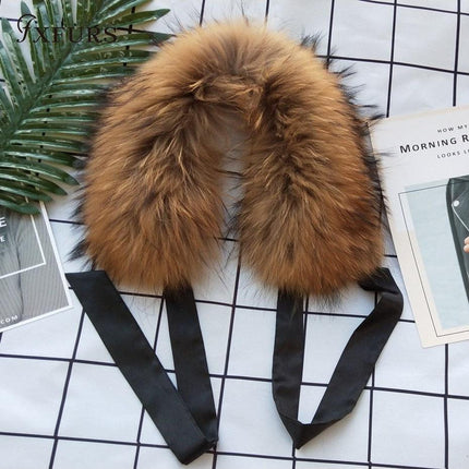 Luxurious Raccoon Dog Fur Ribbon Stole for Winter Elegance