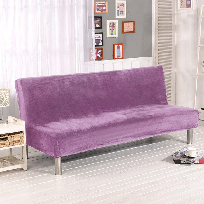 Armless Sofa Bed Cover with Plush Fabric Folding Seat Slipcover