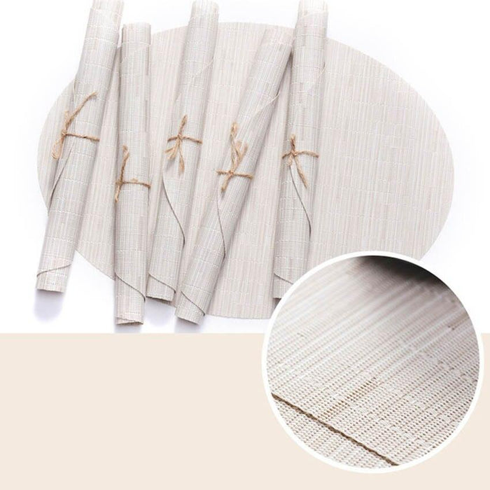 Bamboo Grain Oval Placemats Set - Stylish Dining Table Upgrade