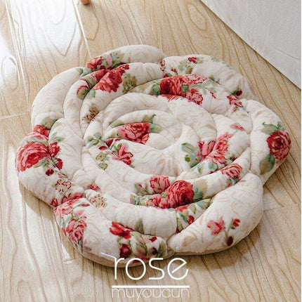 Elegant Japanese Rose Round Cushion with Soft PP Cotton Filling - Available in 55x55cm/45x45cm