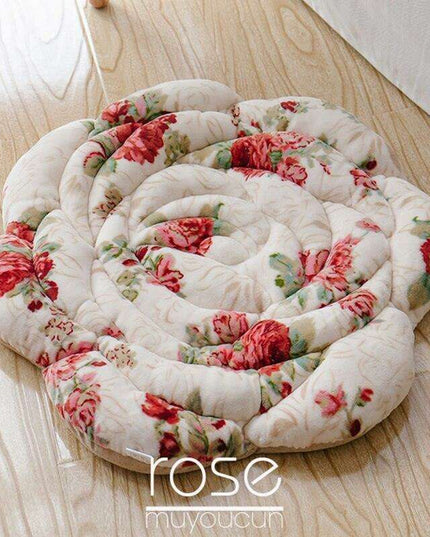Elegant Japanese Rose Round Cushion with Soft PP Cotton Filling - Available in 55x55cm/45x45cm