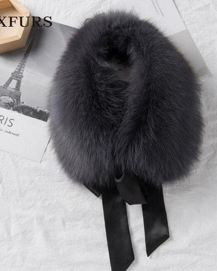 Luxurious Raccoon Dog Fur Ribbon Stole for Winter Elegance