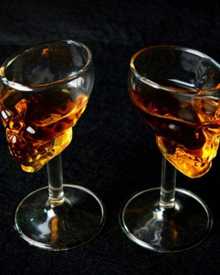Gothic Skull Drinkware Set: Elegant Goblet Pair for Whisky, Wine, and Cocktails