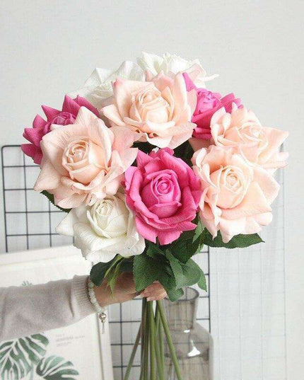 Elegant Silk Rose Collection - Set of 5, 12cm Decorative Blooms