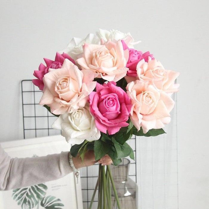 Elegant Silk Rose Collection - Set of 5, 12cm Decorative Blooms
