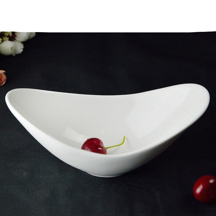 Elegant White Ceramic Gold Ingot Salad Bowl Set - Premium Dining Collection