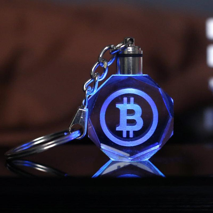 Illuminate your Bitcoin passion with the Crystal LED Key Chain Elegance