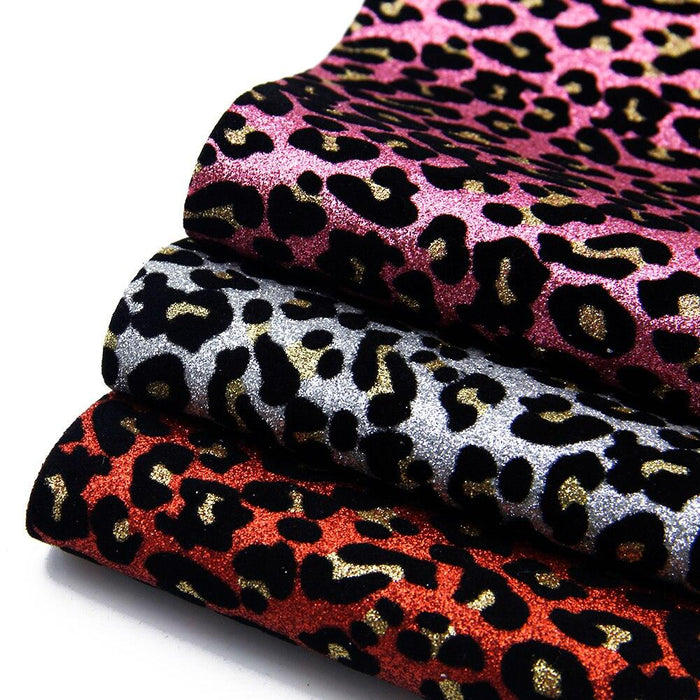 Leopard Glitter Velvet Fabric Bundle for Stylish DIY Creations