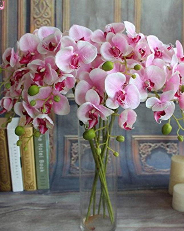 Elegant Silk Flower Arrangement with Butterfly Orchids and Mini Roses - Luxurious Botanical Display