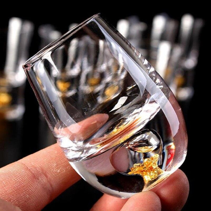 Luxurious Golden Foil Crystal Glass Wine and Liquor Goblet for Elevated Drinking Experience