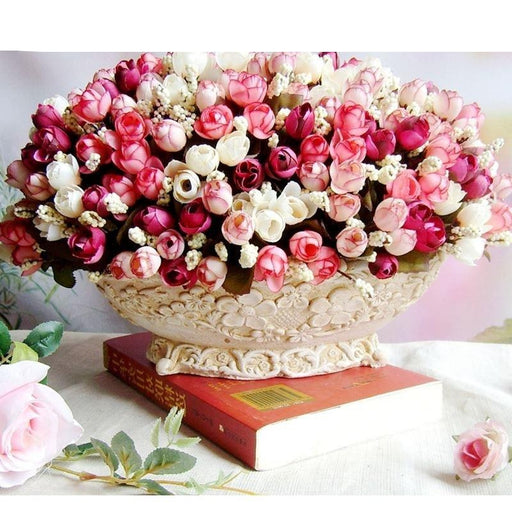 Luxurious Angela Flower Silk Rose Bouquet: Elegant Small Bud Roses Ensemble