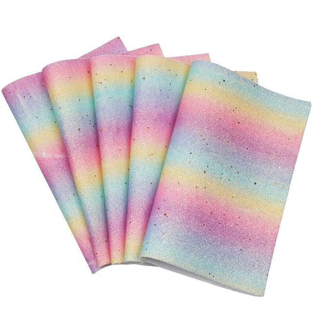 Iridescent Rainbow Glitter Faux Leather Sheets for Elegant DIY Masterpieces