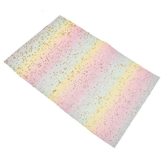 Rainbow Glitter A4 PU Leather Crafting Fabric - Sparkling Elegance