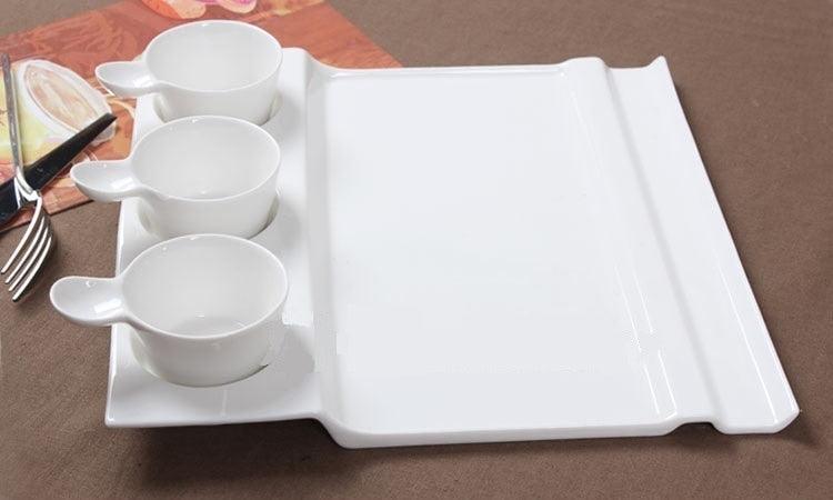 Handcrafted White Porcelain Set for Dining Variety