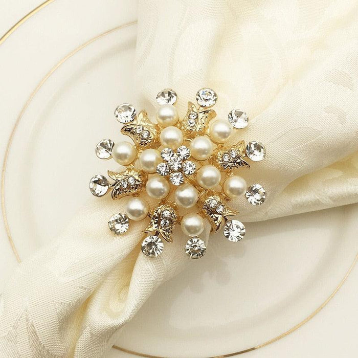Set of 10 Elegant Faux Pearl Napkin Rings