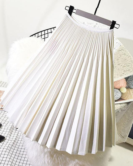 Chic White Pleated Midi Skirt - A Timeless Staple for Style-Conscious Women