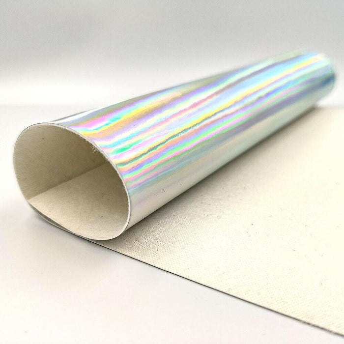 Luminous A4 Laser Holographic Iridescent Faux PU Leather Sewing Fabric