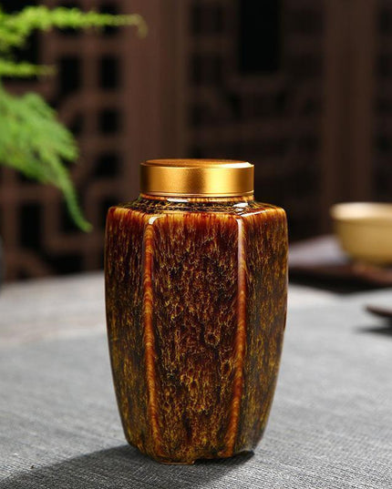 Elegant Vintage Chinese Ceramic Tea Storage Caddies - Set of 2 in Green & Black