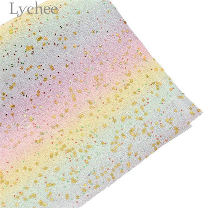 Vibrant Rainbow Glitter Synthetic Leather - Perfect for Eye-Catching DIY Creations