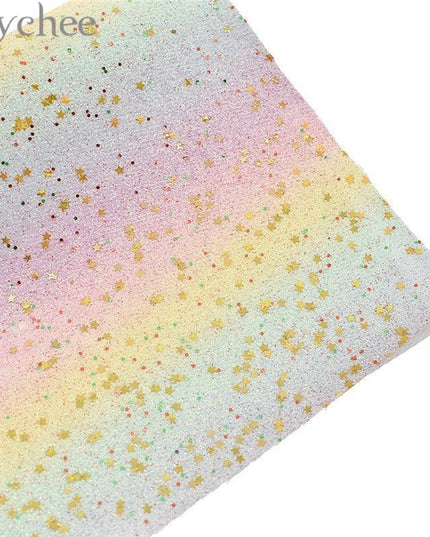 Vibrant Rainbow Glitter Synthetic Leather - Perfect for Eye-Catching DIY Creations