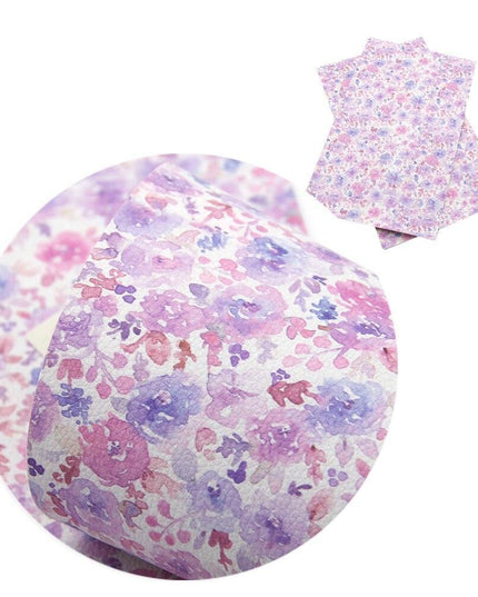 Elegant Floral Print Synthetic Leather Crafting Fabric - 20*33cm Premium Quality for Creative Projects