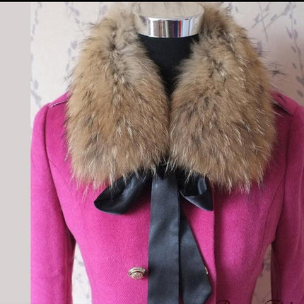 Luxurious Raccoon Dog Fur Ribbon Stole for Winter Elegance