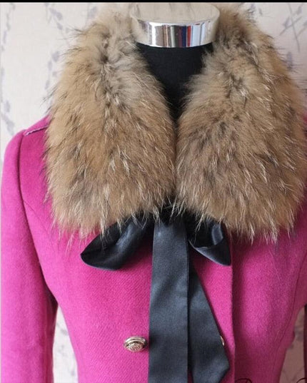 Luxurious Raccoon Dog Fur Ribbon Stole for Winter Elegance