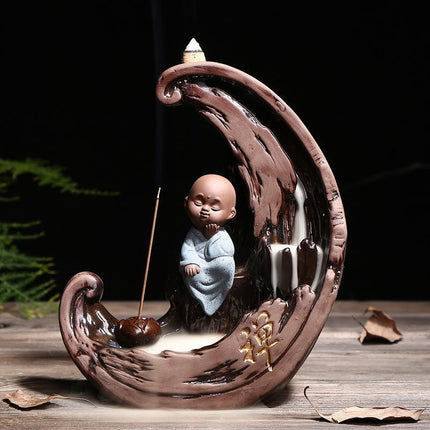 Serene Flow Ceramic Backflow Incense Burner - Tranquil Home Decor Accent