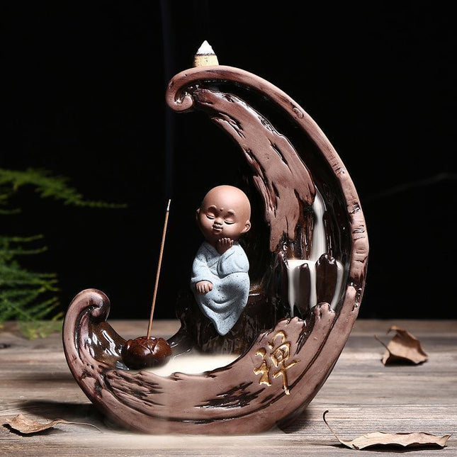 Serene Flow Ceramic Backflow Incense Burner - Tranquil Home Decor Accent