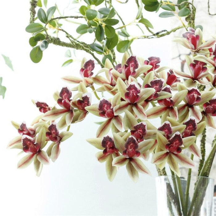 Emerald Latex Orchid Artificial Flowers - Exquisite 3D Blooms for Elegant Space Enhancement