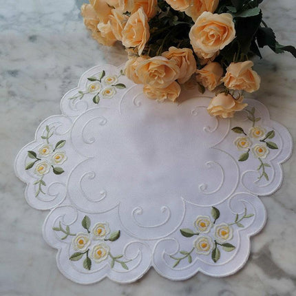Elegant Embroidered Satin Circular Dining Placemat