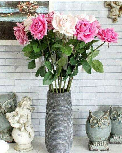 Elegant 24-Piece Real Touch Rose Set - Luxurious 12cm Blooms for Lasting Beauty