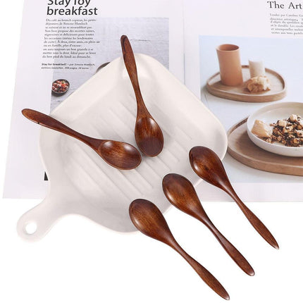 Elegant 5-Piece Japanese Wooden Spoon Set for Gourmet Dining