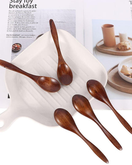 Elegant 5-Piece Japanese Wooden Spoon Set for Gourmet Dining