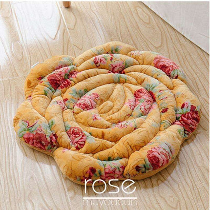 Elegant Japanese Rose Round Cushion with Soft PP Cotton Filling - Available in 55x55cm/45x45cm