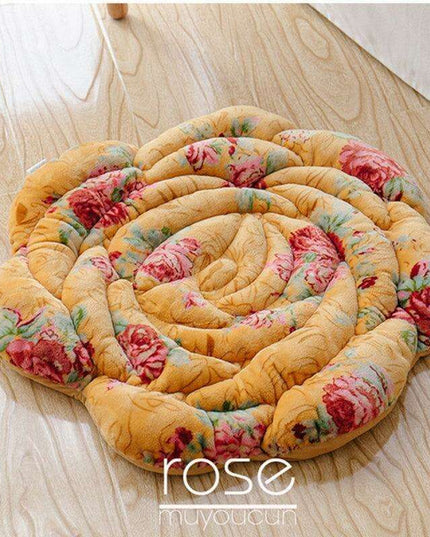 Elegant Japanese Rose Round Cushion with Soft PP Cotton Filling - Available in 55x55cm/45x45cm