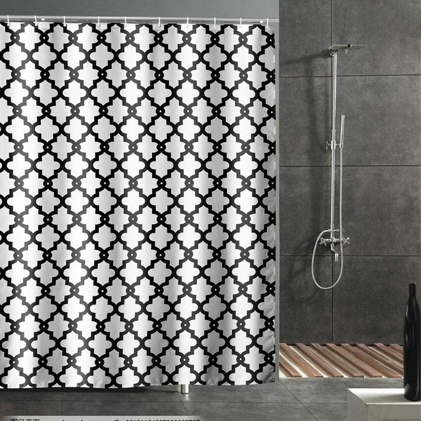 Geometric Shower Curtains Waterproof with hooks-Bathroom Accents & Accessories›Shower Curtains, Hooks & Liners›Shower Curtain Liners-Très Elite-White-W180xH180cm-Très Elite