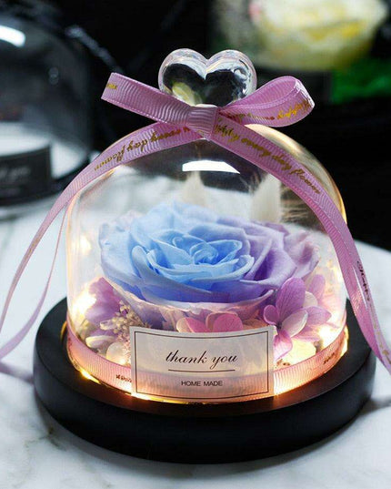 Eternal Radiance: Preserved Rose in Illuminated Glass Dome