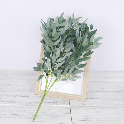 Green Faux Willow Bouquet - Elegant Silk Branch Display for Home and Events