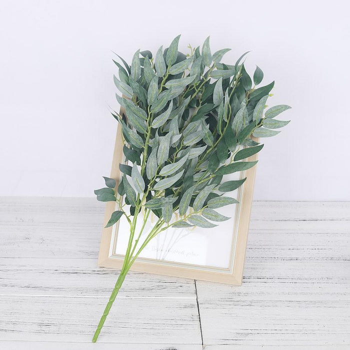 Artificial Willow Bouquet with 5 Branches - Green Silk Foliage for Home and Wedding Decor