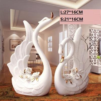 Graceful Swan Couple Ceramic Art Pieces: Handcrafted Elegance for Your Home