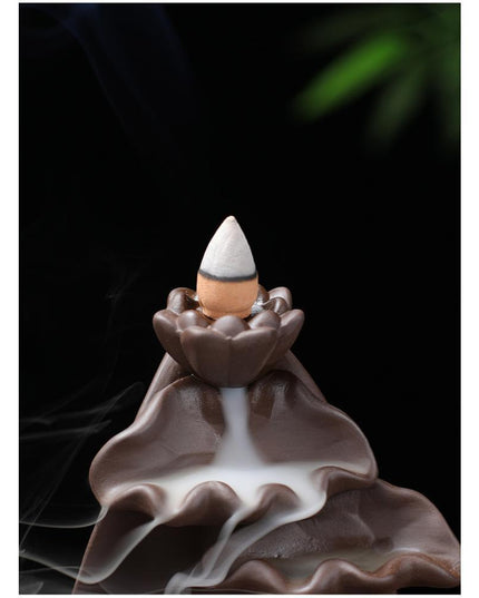 Serene Zen Monk Backflow Incense Waterfall with Illuminating LED for a Calming Environment