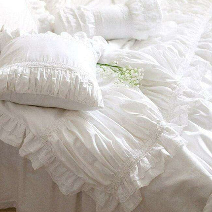 Luxurious Customizable White Lace Cotton Duvet Set