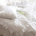 Elegant White Ruffle Lace Cotton Bedding Ensemble - Custom Sizes Available